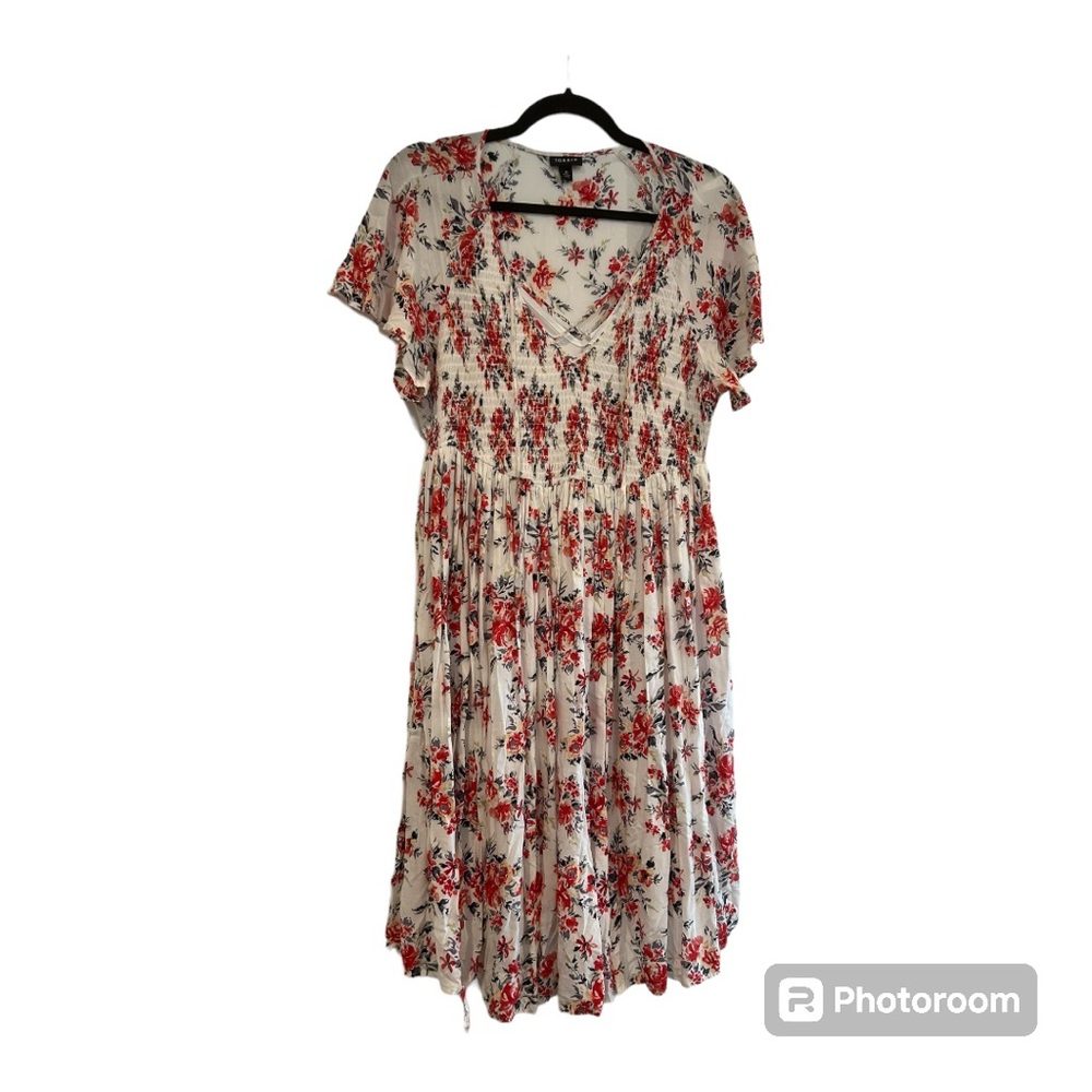 Torrid Mini Chiffon Smocked Dress Size 0 Floral Print 12 Cottage Core White